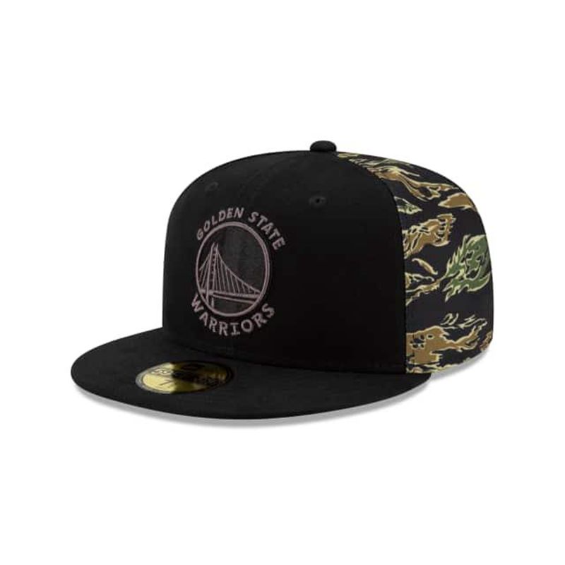 NBA Golden State Warriors Camo Panel 59Fifty Fitted (RGH3118) - Black New Era Caps